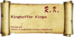 Ringhoffer Kinga névjegykártya
